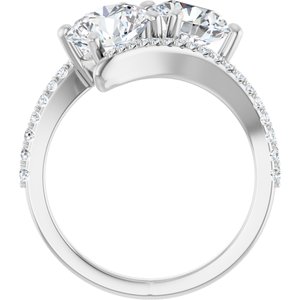 14K White Gold 7.4 mm Round Two-Stone Accented Engagement Ring. 123077:330:P