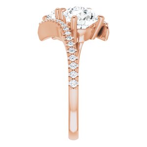 14K Rose Gold 7 mm Round Two-Stone Accented Engagement Ring. 123077:314:P