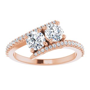 14K Rose Gold 4.8 mm Round Two-Stone Accented Engagement Ring. 123077:224:P