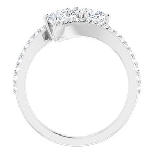14K White Gold 5 mm Cushion Two-Stone Accented Engagement Ring. 123077:420:P