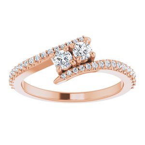 14K Rose Gold 3 mm Round Two-Stone Accented Engagement Ring. 123077:103:P