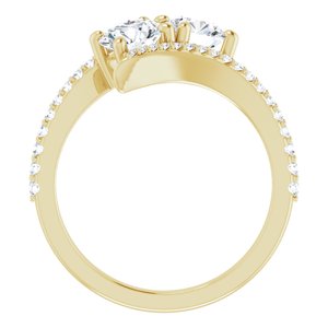 14K Yellow Gold 5.5 mm Round Two-Stone Accented Engagement Ring. 123077:256:P
