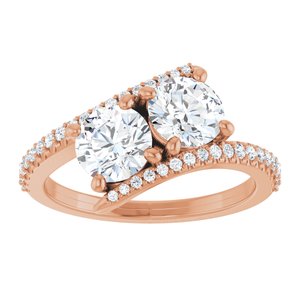 14K Rose Gold 5.8 mm Round Two-Stone Accented Engagement Ring. 123077:269:P