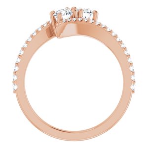 14K Rose Gold 3.8 mm Round Two-Stone Accented Engagement Ring. 123077:179:P