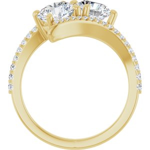 14K Yellow Gold 6.5 mm Round Two-Stone Accented Engagement Ring. 123077:301:P