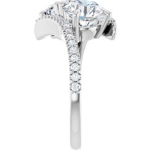 14K White Gold 7.4 mm Round Two-Stone Accented Engagement Ring. 123077:330:P