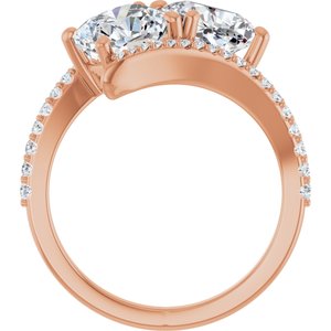 14K Rose Gold 7 mm Cushion Two-Stone Accented Engagement Ring. 123077:449:P