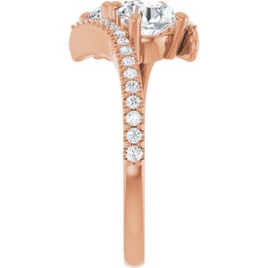 14K Rose Gold 5.8 mm Round Two-Stone Accented Engagement Ring. 123077:269:P