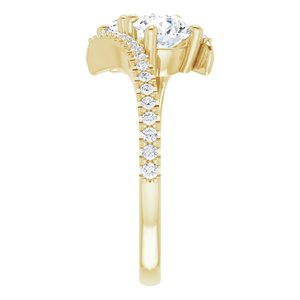 14K Yellow Gold 5.5 mm Round Two-Stone Accented Engagement Ring. 123077:256:P