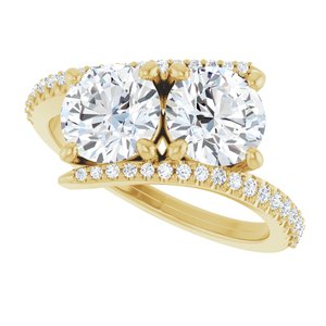 14K Yellow Gold 6.5 mm Round Two-Stone Accented Engagement Ring. 123077:301:P