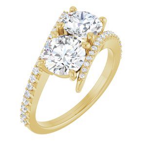14K Yellow Gold 6.5 mm Round Two-Stone Accented Engagement Ring. 123077:301:P