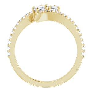 14K Yellow Gold 3 mm Asscher Two-Stone Accented Engagement Ring. 123077:481:P