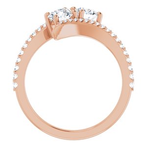 14K Rose Gold 4.8 mm Round Two-Stone Accented Engagement Ring. 123077:224:P