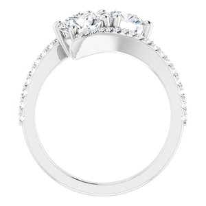 14K White Gold 6 mm Round Two-Stone Accented Engagement Ring. 123077:285:P