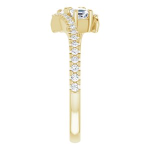 14K Yellow Gold 3 mm Asscher Two-Stone Accented Engagement Ring. 123077:481:P
