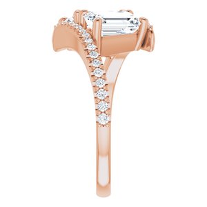 14K Rose Gold 7x5 mm Emerald Two-Stone Accented Engagement Ring. 123077:584:P