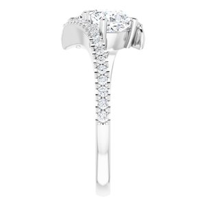 14K White Gold 5 mm Cushion Two-Stone Accented Engagement Ring. 123077:420:P
