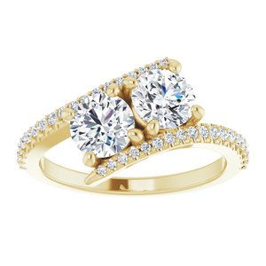 14K Yellow Gold 5.5 mm Round Two-Stone Accented Engagement Ring. 123077:256:P