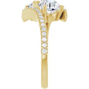 14K Yellow Gold 6.5 mm Round Two-Stone Accented Engagement Ring. 123077:301:P