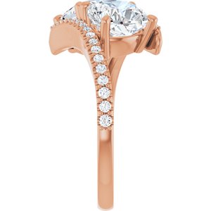 14K Rose Gold 7 mm Cushion Two-Stone Accented Engagement Ring. 123077:449:P