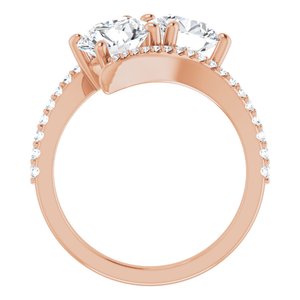 14K Rose Gold 7 mm Round Two-Stone Accented Engagement Ring. 123077:314:P