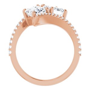 14K Rose Gold 7x5 mm Emerald Two-Stone Accented Engagement Ring. 123077:584:P