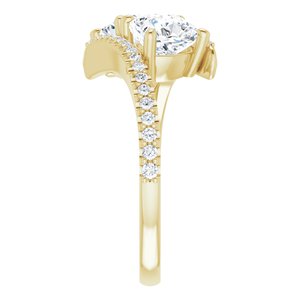 14K Yellow Gold 6 mm Cushion Two-Stone Accented Engagement Ring. 123077:436:P