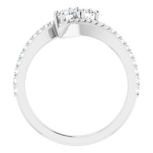 14K White Gold 3.5 mm Round Two-Stone Accented Engagement Ring. 123077:150:P
