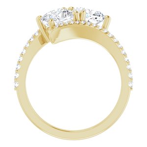 14K Yellow Gold 6 mm Cushion Two-Stone Accented Engagement Ring. 123077:436:P