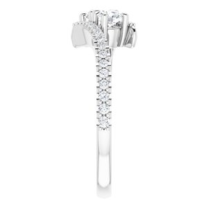 14K White Gold 3.5 mm Round Two-Stone Accented Engagement Ring. 123077:150:P