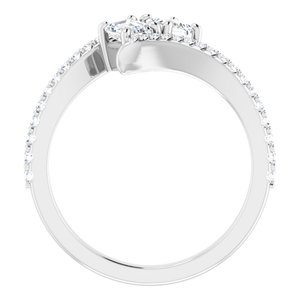 14K White Gold 5x3 mm Emerald Two-Stone Accented Engagement Ring. 123077:555:P