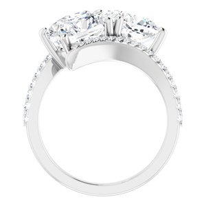 14K White Gold 8 mm Cushion Two-Stone Accented Engagement Ring. 123077:465:P
