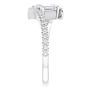 14K White Gold 5x3 mm Emerald Two-Stone Accented Engagement Ring. 123077:555:P