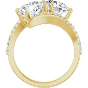 14K Yellow Gold 8 mm Round Two-Stone Accented Engagement Ring. 123077:346:P