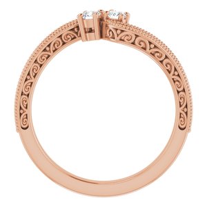 14K Rose Gold 2.5 mm Round Two-Stone Accented Engagement Ring. 123121:103:P