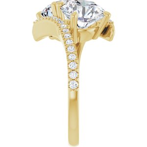 14K Yellow Gold 8 mm Round Two-Stone Accented Engagement Ring. 123077:346:P