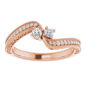 14K Rose Gold 2.5 mm Round Two-Stone Accented Engagement Ring. 123121:103:P