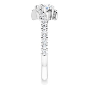 14K White Gold 3.2 mm Round Two-Stone Accented Engagement Ring. 123077:120:P