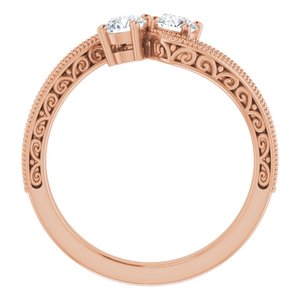 14K Rose Gold 3.75 mm Round Two-Stone Accented Engagement Ring. 123121:194:P