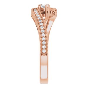 14K Rose Gold 2.5 mm Round Two-Stone Accented Engagement Ring. 123121:103:P