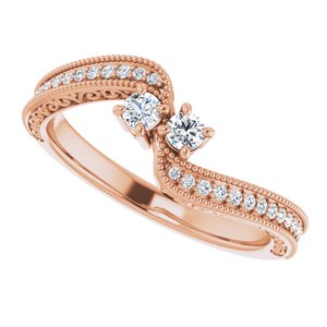 14K Rose Gold 2.5 mm Round Two-Stone Accented Engagement Ring. 123121:103:P