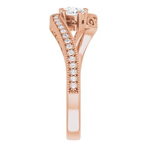 14K Rose Gold 3.75 mm Round Two-Stone Accented Engagement Ring. 123121:194:P