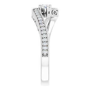 14K White Gold 2.8 mm Round Two-Stone Accented Engagement Ring. 123121:120:P