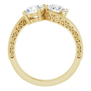 14K Yellow Gold 6 mm Round Two-Stone Accented Engagement Ring. 123121:511:P