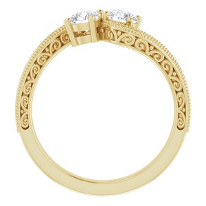 14K Yellow Gold 4.1 mm Round Two-Stone Accented Engagement Ring. 123121:226:P