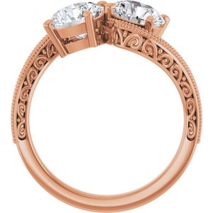 14K Rose Gold 6.5 mm Round Two-Stone Accented Engagement Ring. 123121:524:P
