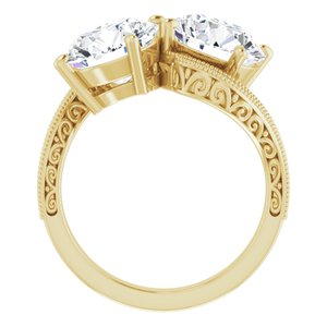 14K Yellow Gold 8.8 mm Round Two-Stone Accented Engagement Ring. 123121:601:P