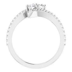 14K White Gold 3.2 mm Round Two-Stone Accented Engagement Ring. 123077:120:P