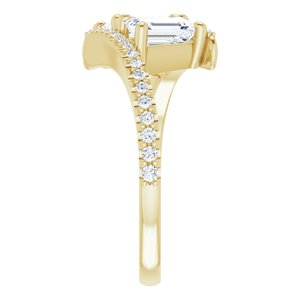 14K Yellow Gold 6x4 mm Emerald Two-Stone Accented Engagement Ring. 123077:571:P