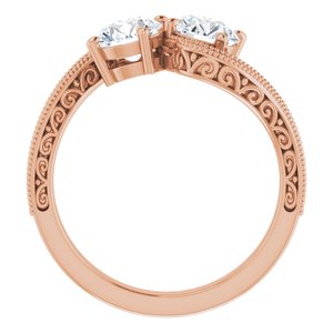 14K Rose Gold 5.5 mm Round Two-Stone Accented Engagement Ring. 123121:284:P